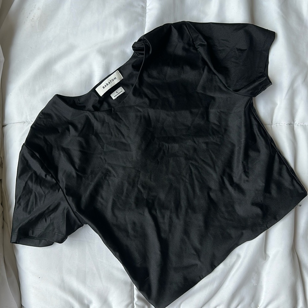 Babaton (from aritzia) sleek satin black crop top